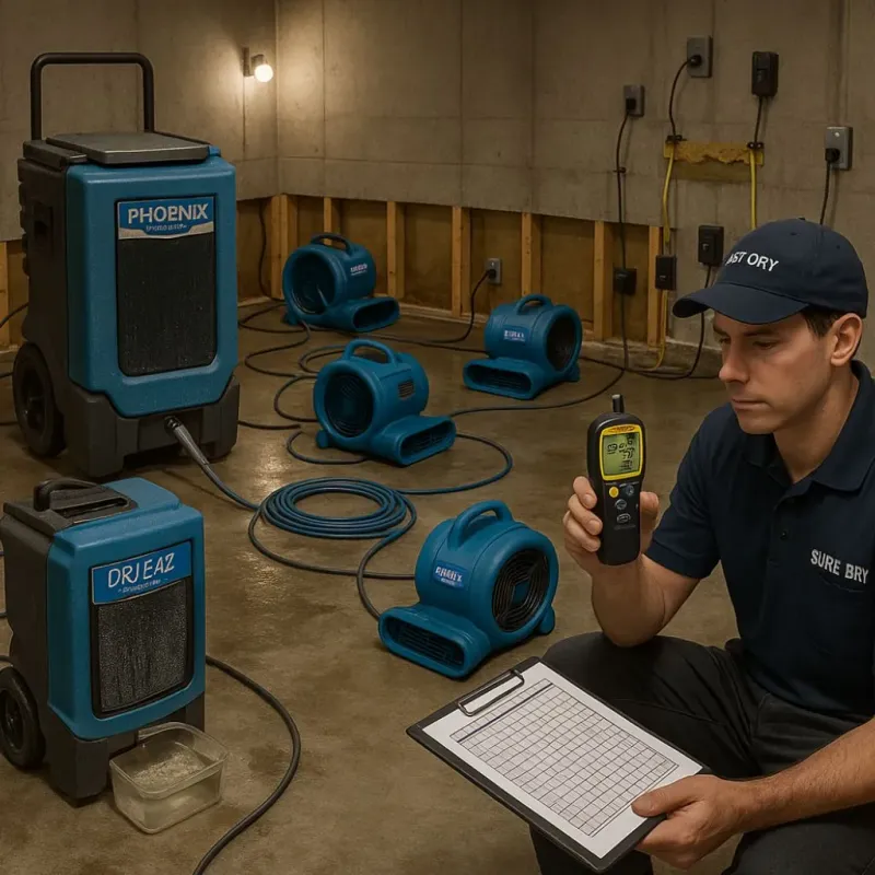 Structural Drying and Dehumidification process in Pineville, MO